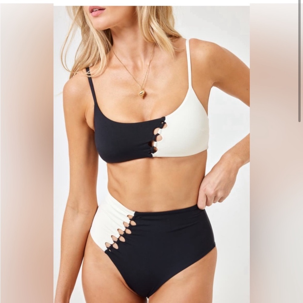 L*Space Black and White Cutout Bikini Set